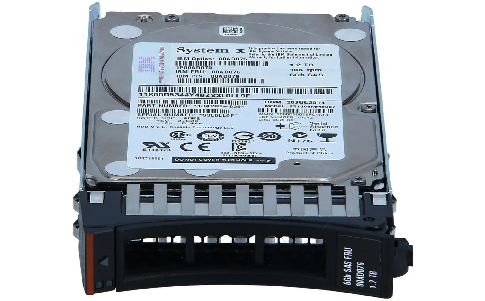 IBM 1.2TB 10K 6Gbps SAS 2.5in G2HS HDD (00AD075)