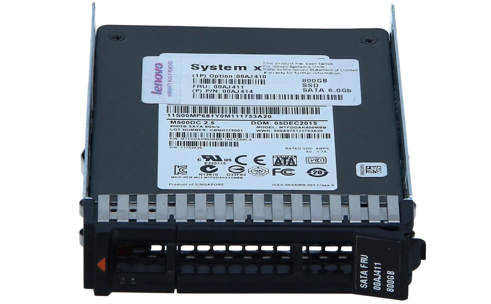 IBM 800GB SATA 2.5in MLC G3HS Enterprise Value SSD (00AJ411)