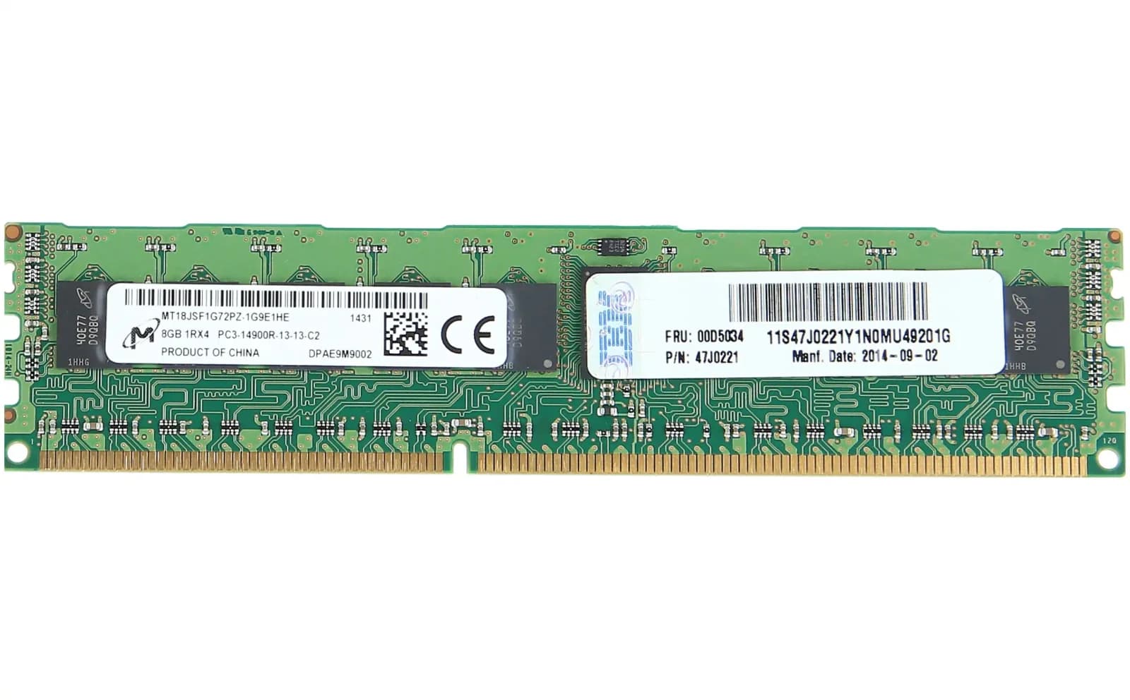 Lenovo 8GB 1X8GB 1866MHZ PC3-14900 CL13 1RX4 ECC REGISTERED LP DDR3 SDRAM 240-PIN RDIMM MEMORY MODULE (00D5032)