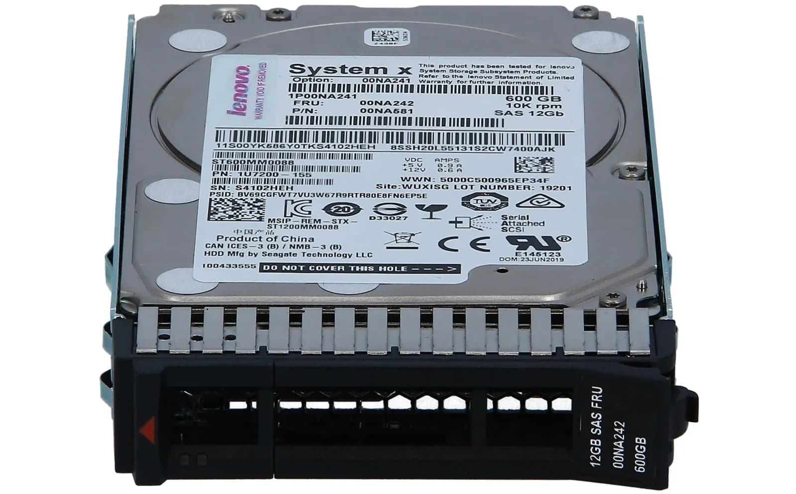 Lenovo Gen3 512e, Жёсткий диск, 600 GB, Hot-Swap, 2.5" (6.4 cm) (00NA242)