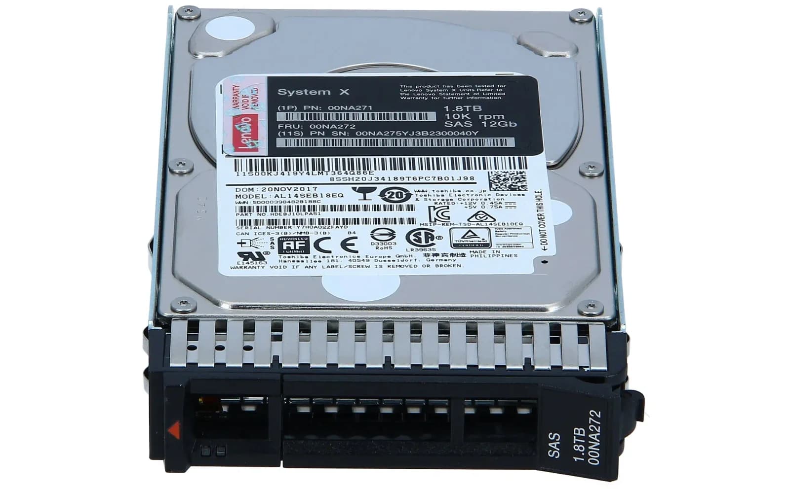 Lenovo Gen3 512e, Жёсткий диск, 1.8 TB, Hot-Swap, 2,5" (6.4 cm) (00NA271)