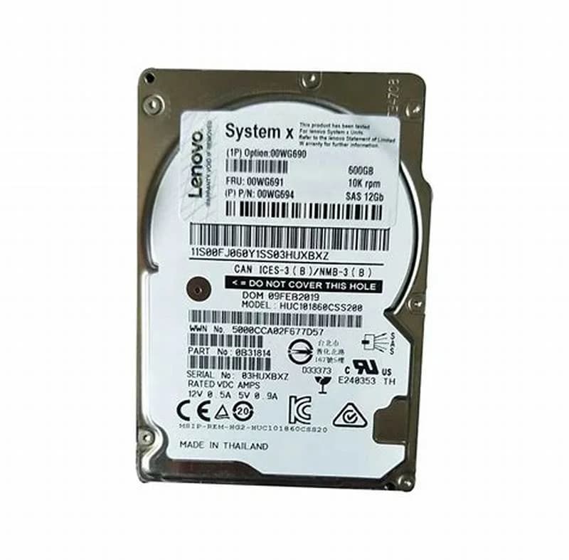Lenovo 600GB 10K 12G 2.5INCH SAS HDD, Жёсткий диск, Serial Attached SCSI (SAS) (00WG694)