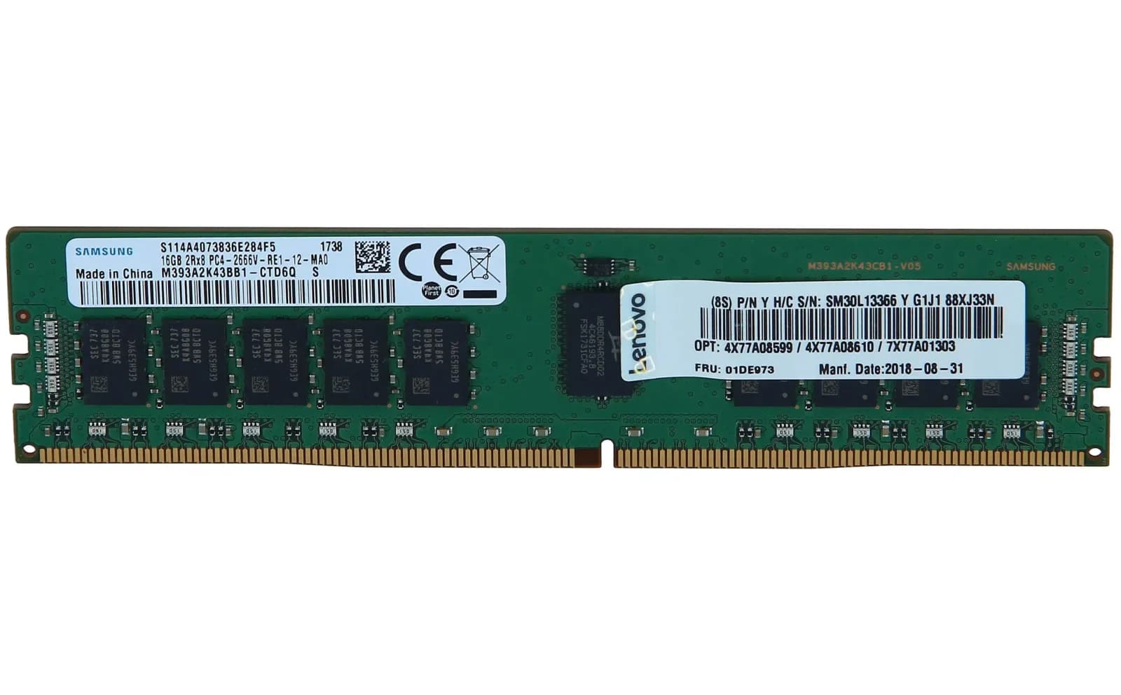 Lenovo 16GB TruDDR4 2666 MHz 2Rx8, 16 GB, DDR4 (01DE973)