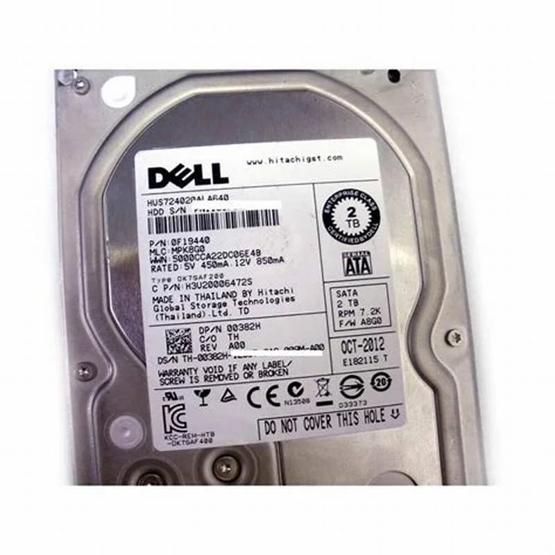 DELL 2TB 7.2K 6G 3.5INCH SATA HDD (0382H)