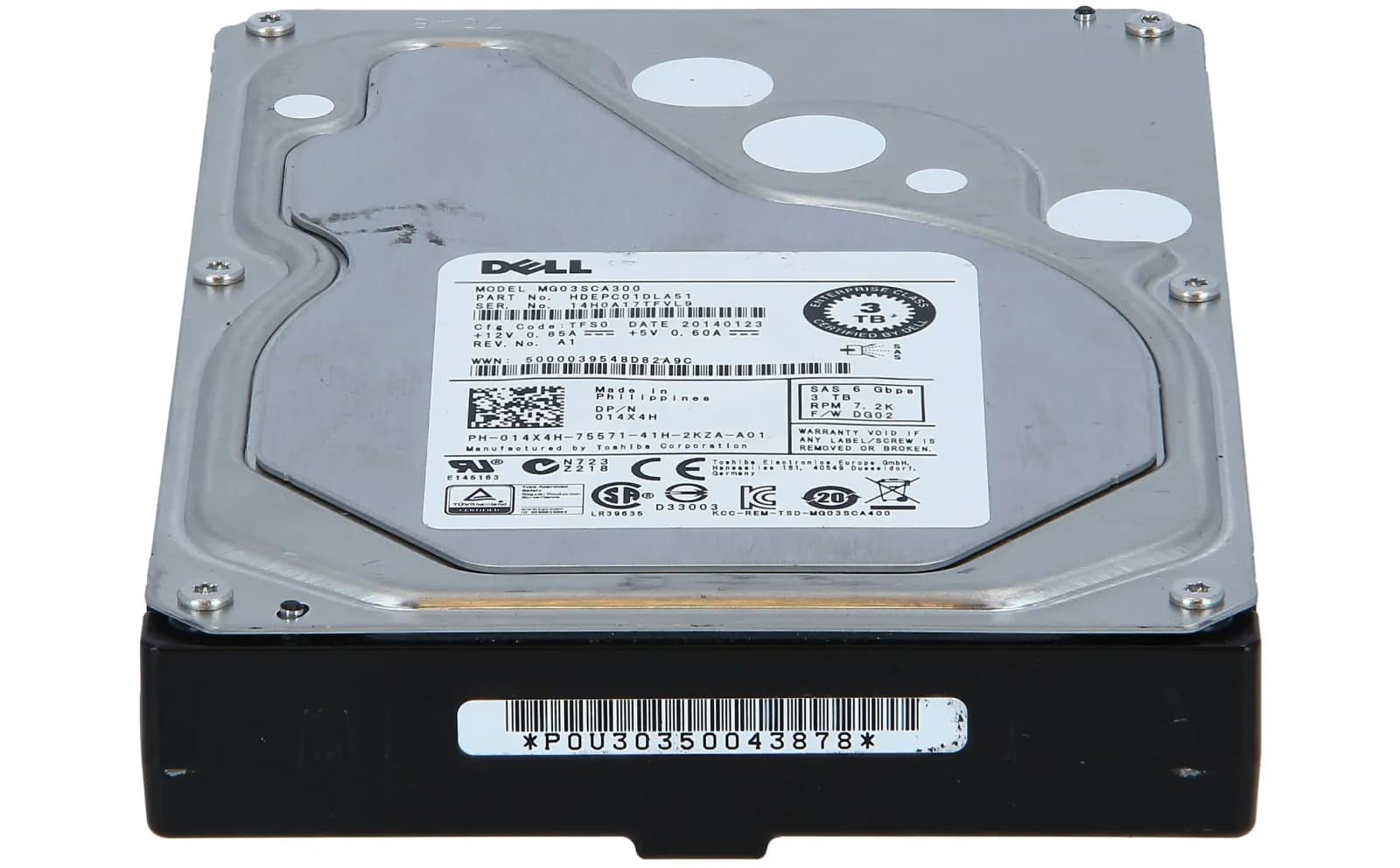 DELL 3TB 7.2K 3.5IN SAS 6GBS HDD (14X4H)