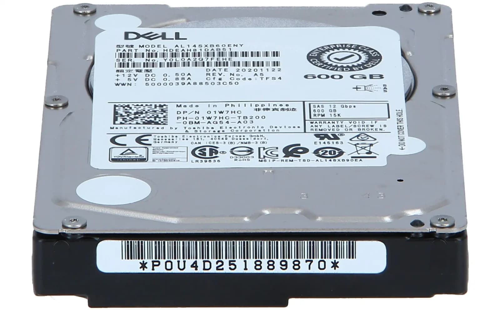 Dell 1W7HC, 2.5 Zoll, 600 GB, 15000 RPM (1W7HC)