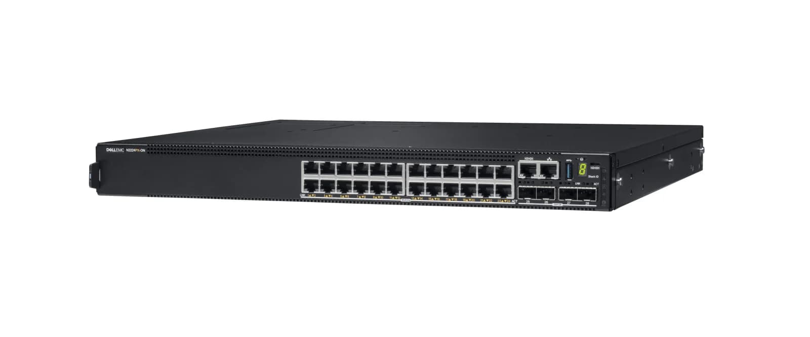 DELL EMC PowerSwitch N2200-ON Series N2224PX-ON, Switch, L3, Managed, 12 x 10/100/1000/2.5G (PoE+) + 12 x 1/2.5G (PoE++) + 4 x 25 Gigabit (210-ASPC)