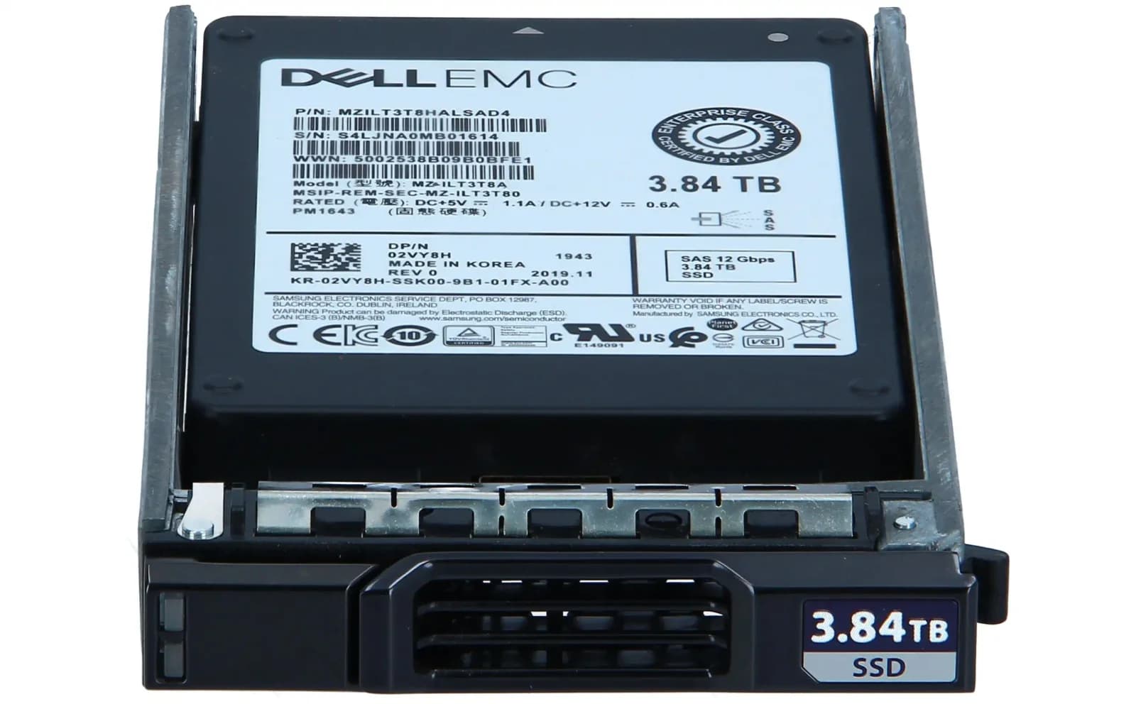 DELL Compallent Enterprise, 3.84TB SSD, SAS, 12G, Read Intensive, 2.5" (2VY8H)