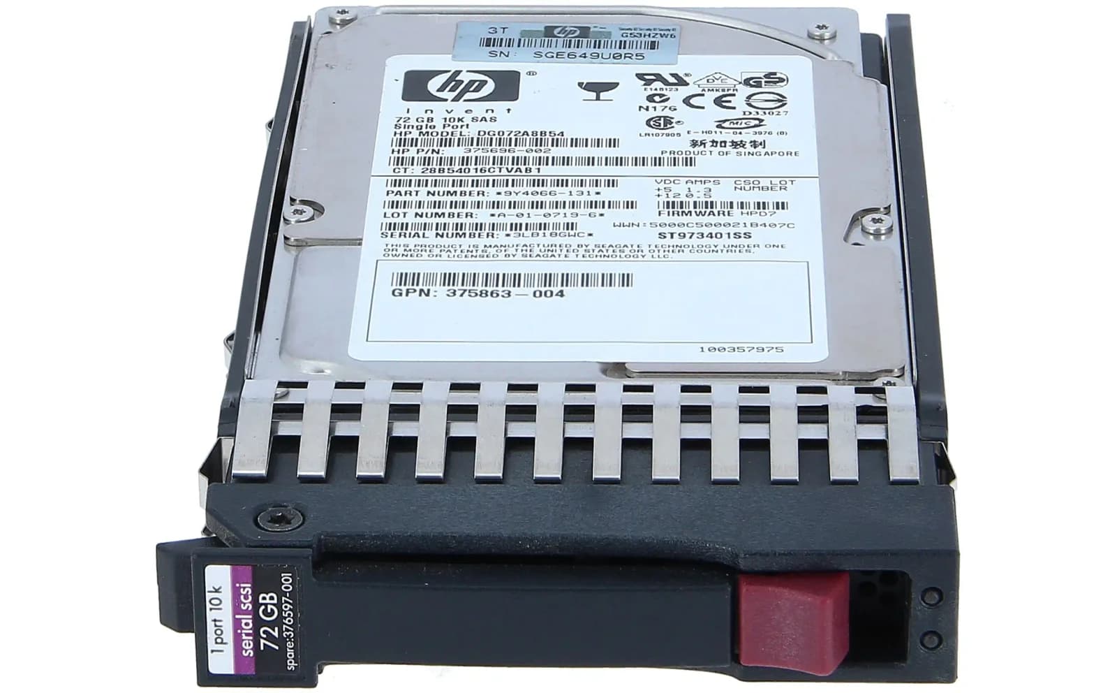 HPE HP 72GB 3G SAS 10K SFF HDD (376597-001)