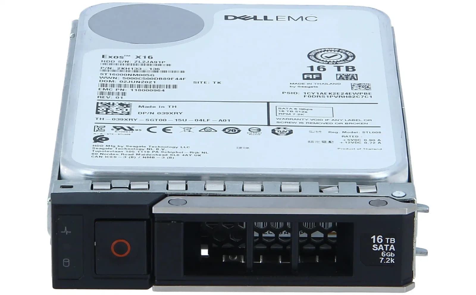 DELL HDD, 16 TB, 7,200 rpm, SATA 6 GB/s, Hot-Swap/Hot-Plug (39XRY)