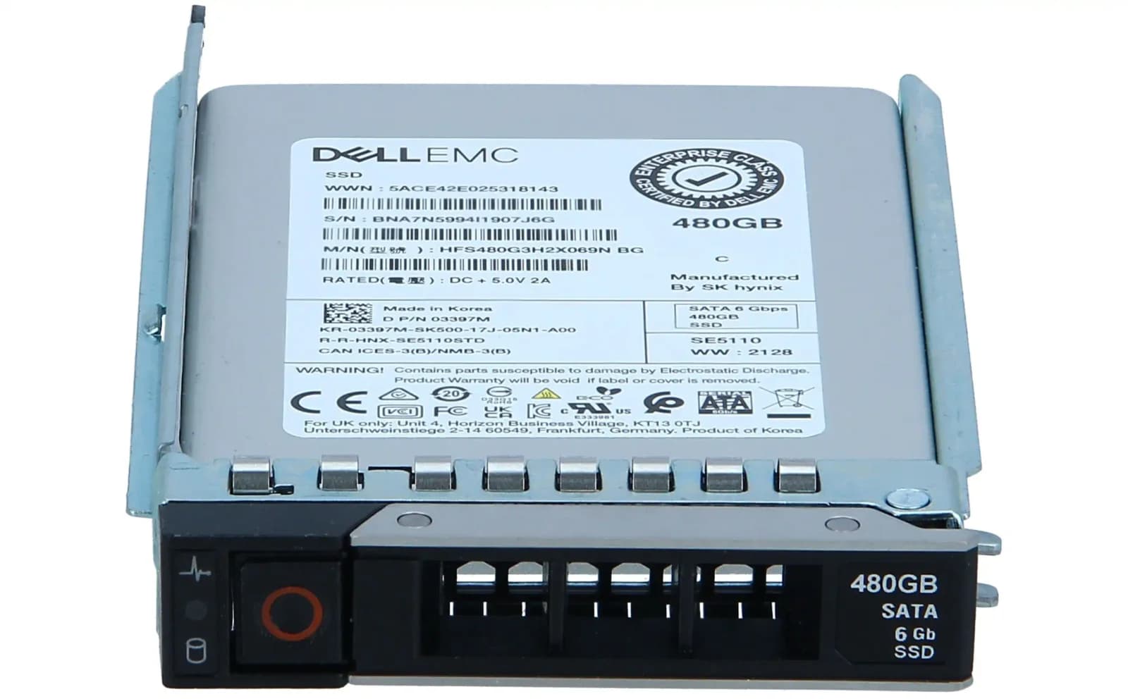 DELL Solid state drive, 480 GB, internal, 2.5", SATA 6Gb/s (400-BDPQ)