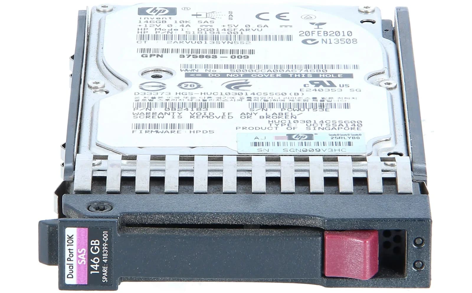 HPE 146GB, 3G, SAS, 10K, SFF 146GB SAS Interne Жёсткий диск (430165-003)