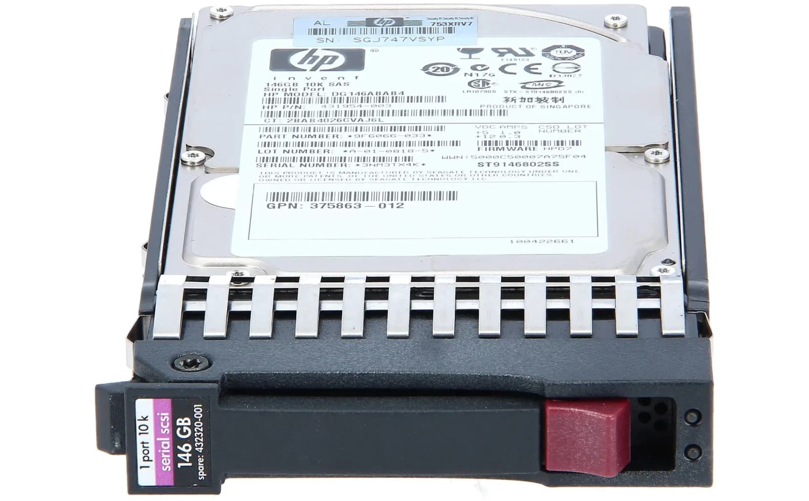HP Hard drive, 146 GB, hot-swap, 2.5" SFF, SAS, 10000 rpm (431958-B21)