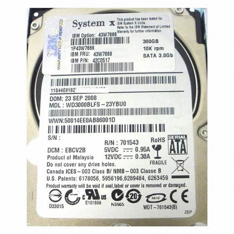 IBM sərt disk, 300 GB, daxili, 2.5" SFF (6.4 cm SFF) (43W7669)