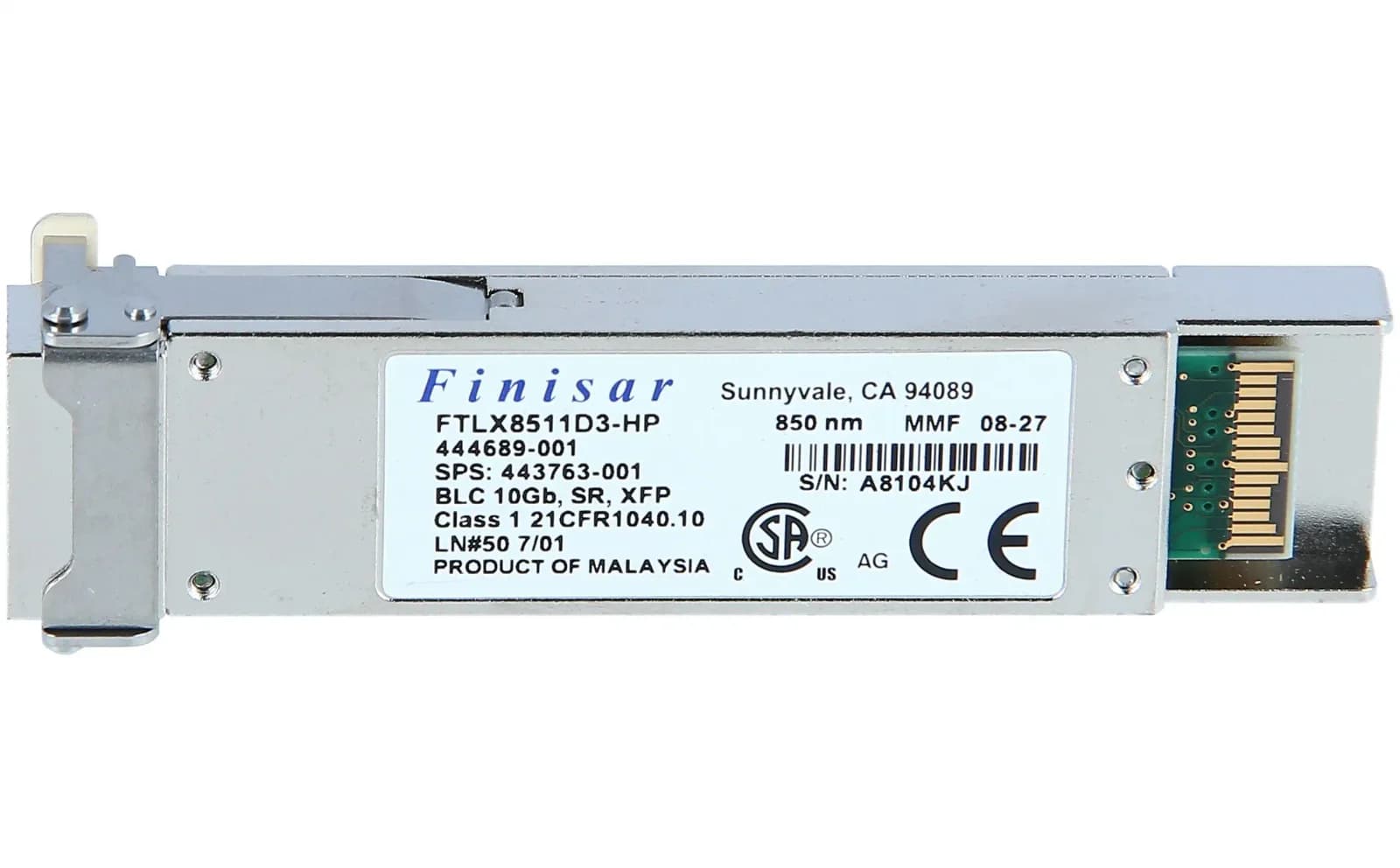 HPE XFP transceiver module, 10 GigE, 10GBase-SR, 850 nm (443756-B21)