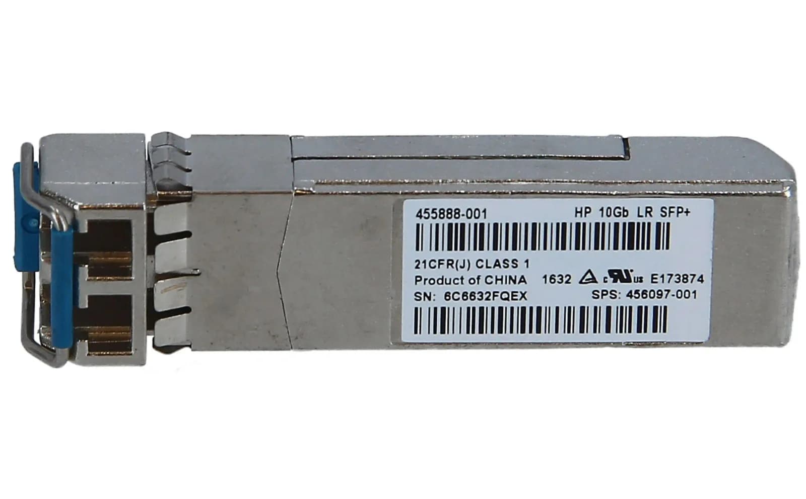 HPE SFP+ transceiver module, 10 GigE, 10GBase-LR, LC single-mode, up to 10 km, 1310 nm (455886-B21)
