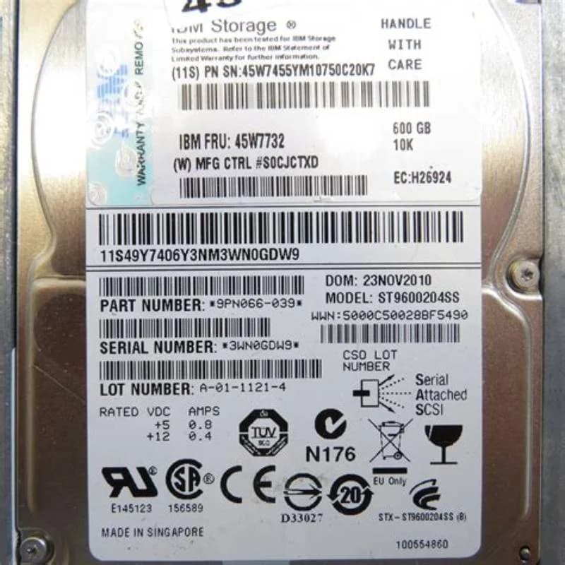 IBM 600GB 10K RPM SAS 2.5 INCH HAR (45W7732)