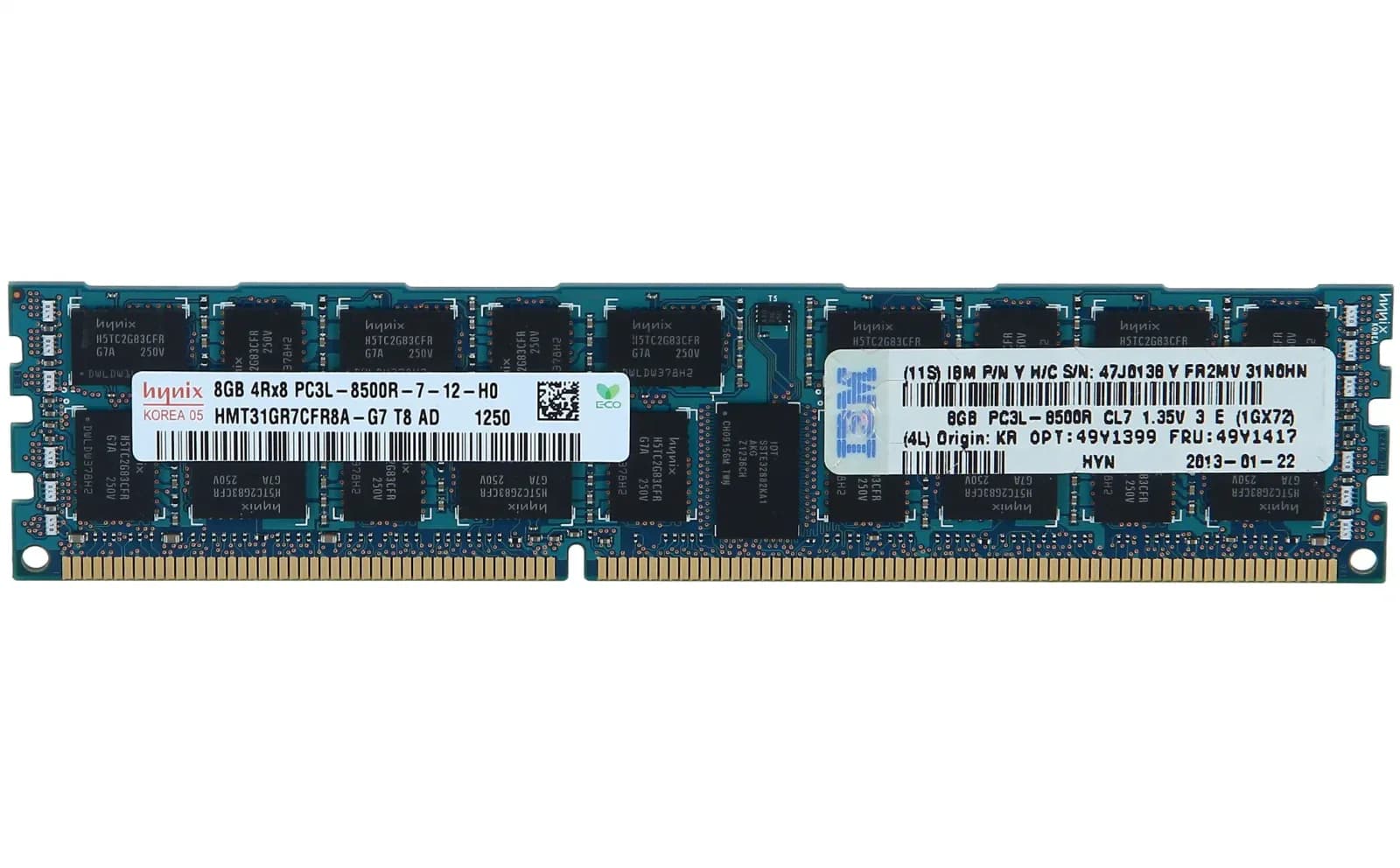 IBM SK 8GB PC3L-8500R DDR3-1066 REGISTERED ECC 4RX8 CL7 (47J0138)