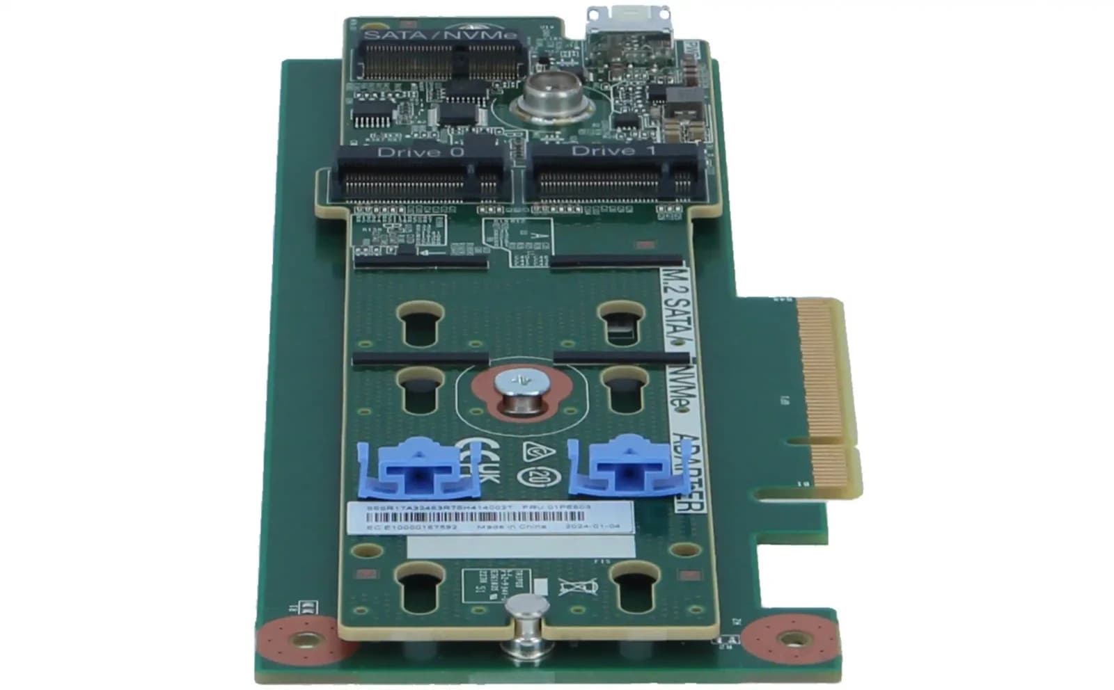 Lenovo ThinkSystem M.2 SATA/NVMe 2-Bay Enablement Адаптер, supports 2x SATA or 2x NVMe drives (x1 connection), no integrated RAID (4C57A85377)