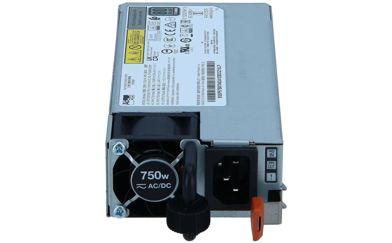 Lenovo ThinkSystem v2, Power supply, hot-plug / redundant (plug-in module), 80 PLUS Titanium, AC 230 V, 750 Watt (4P57A75973)