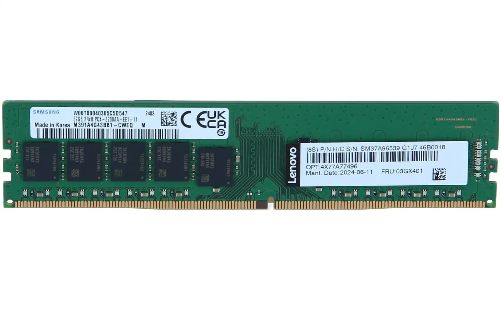 Lenovo ThinkSystem 32GB TruDDR4 3200MHz (2Rx8, 1.2V) ECC UDIMM unbuffered (4X77A77496)