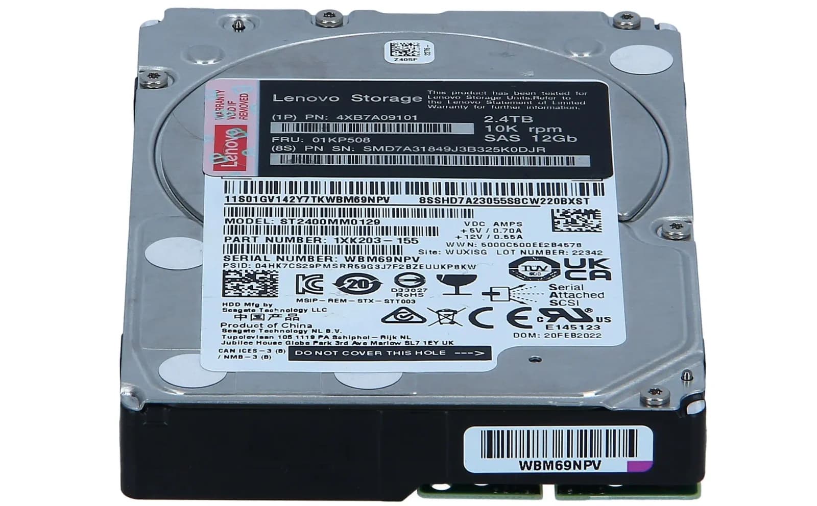 Lenovo Storage, Hard drive, 2.4 TB, hot-swap, 2.5" SFF, SAS 12Gb/s, 10000 rpm (4XB7A09101)