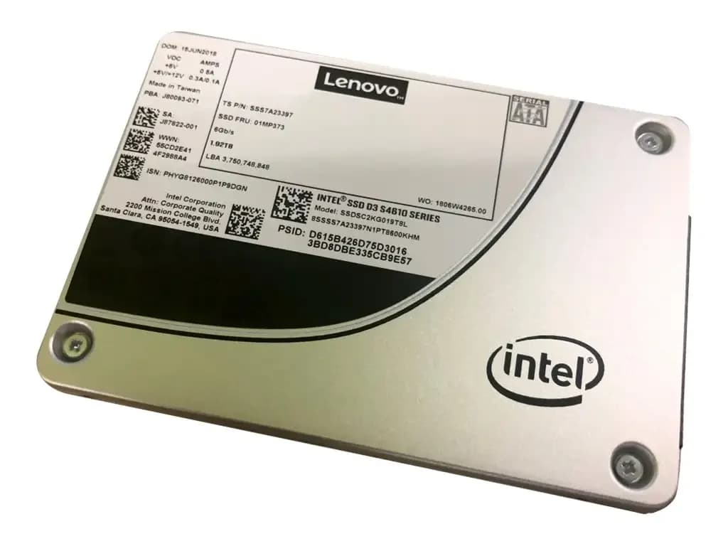 Lenovo Intel S4610 Mainstream, Solid state drive, encrypted, 960 GB, hot-swap, 3.5", SATA 6Gb/s, 256-bit AES (4XB7A13641)