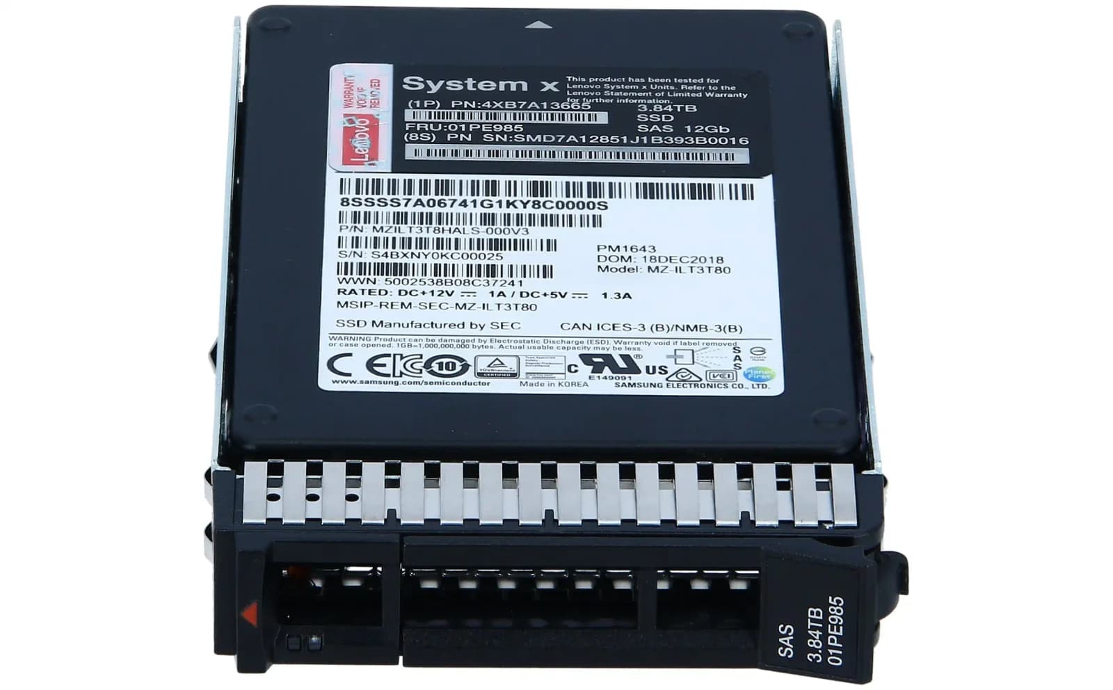 Lenovo PM1643 3.84TB Enterprise Capacity 12Gb SAS G3HS 2.5in SSD (4XB7A13665)