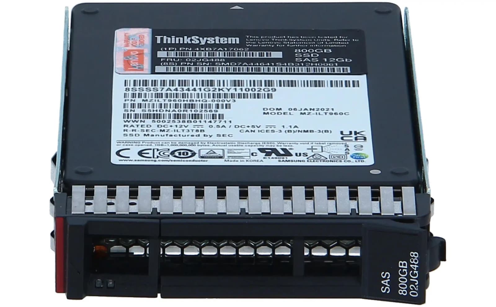 Lenovo ThinkSystem PM1645a Mainstream, SSD, 800 GB, hot-swap, 2.5", SAS 12Gb/s (4XB7A17062)