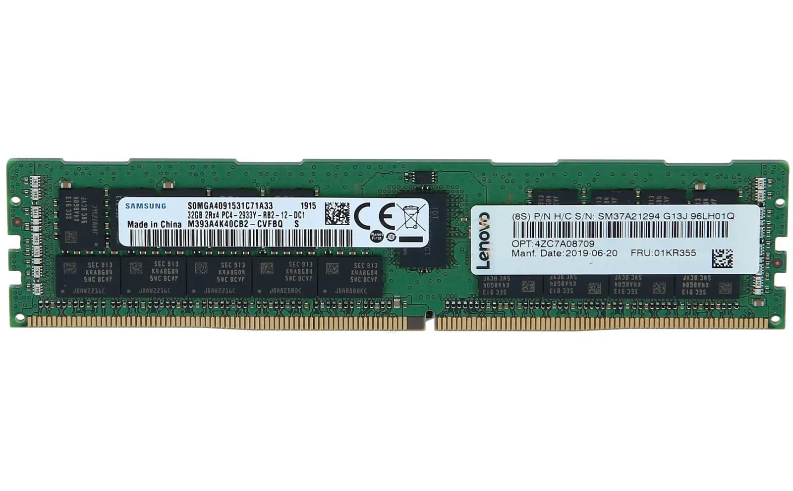 Lenovo TruDDR4, DDR4, module, 32 GB, DIMM 288-pin, 2933 MHz / PC4-23400, 1.2 V, registered, ECC (4ZC7A08709)