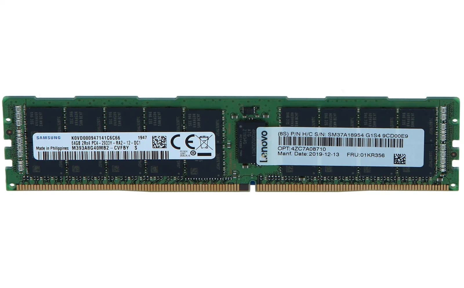 Lenovo TruDDR4, DDR4, module, 64 GB, DIMM 288-pin, 2933 MHz / PC4-23400, 1.2 V, registered, ECC (4ZC7A08710)