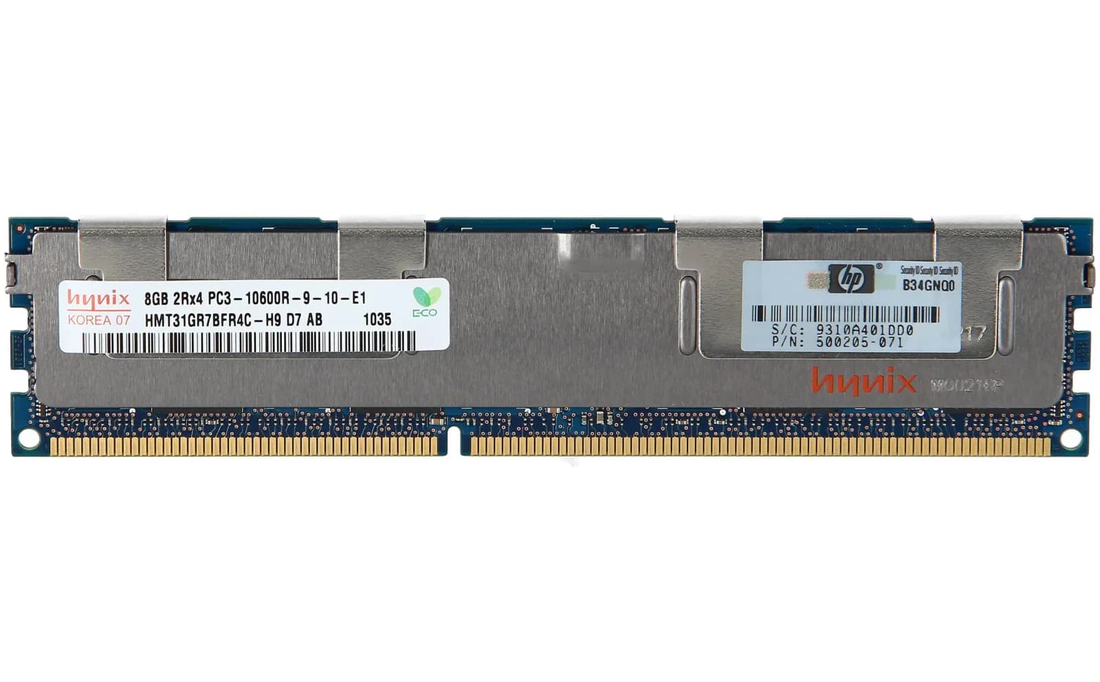 HP 8GB 2Rx4 PC3-10600R-9 Kit (500662-B21)