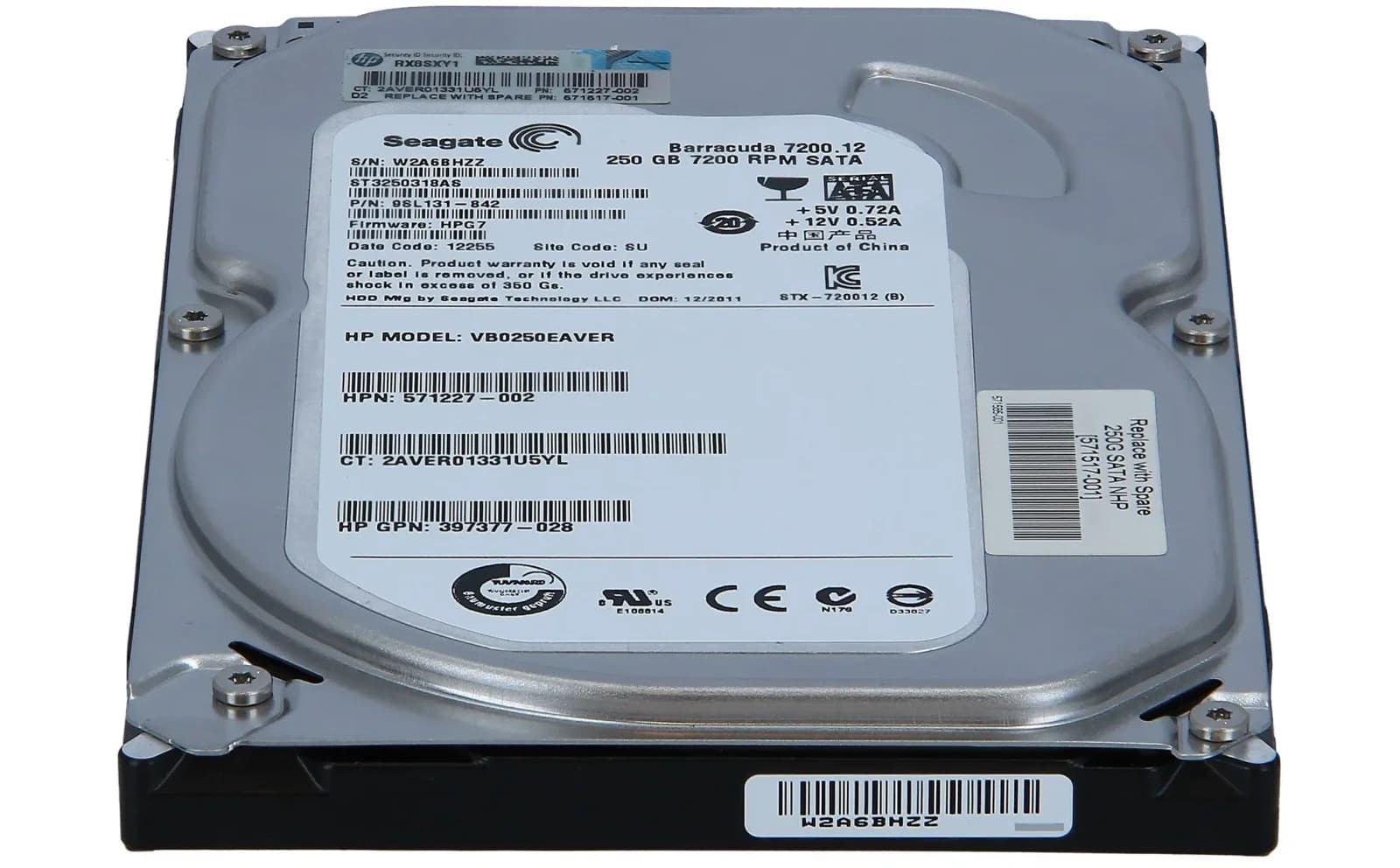 HP 250GB 3G SATA 7.2K rpm LFF (3.5-inch) Non-hot Plug Entry 1yr Hard Drive (571232-B21)