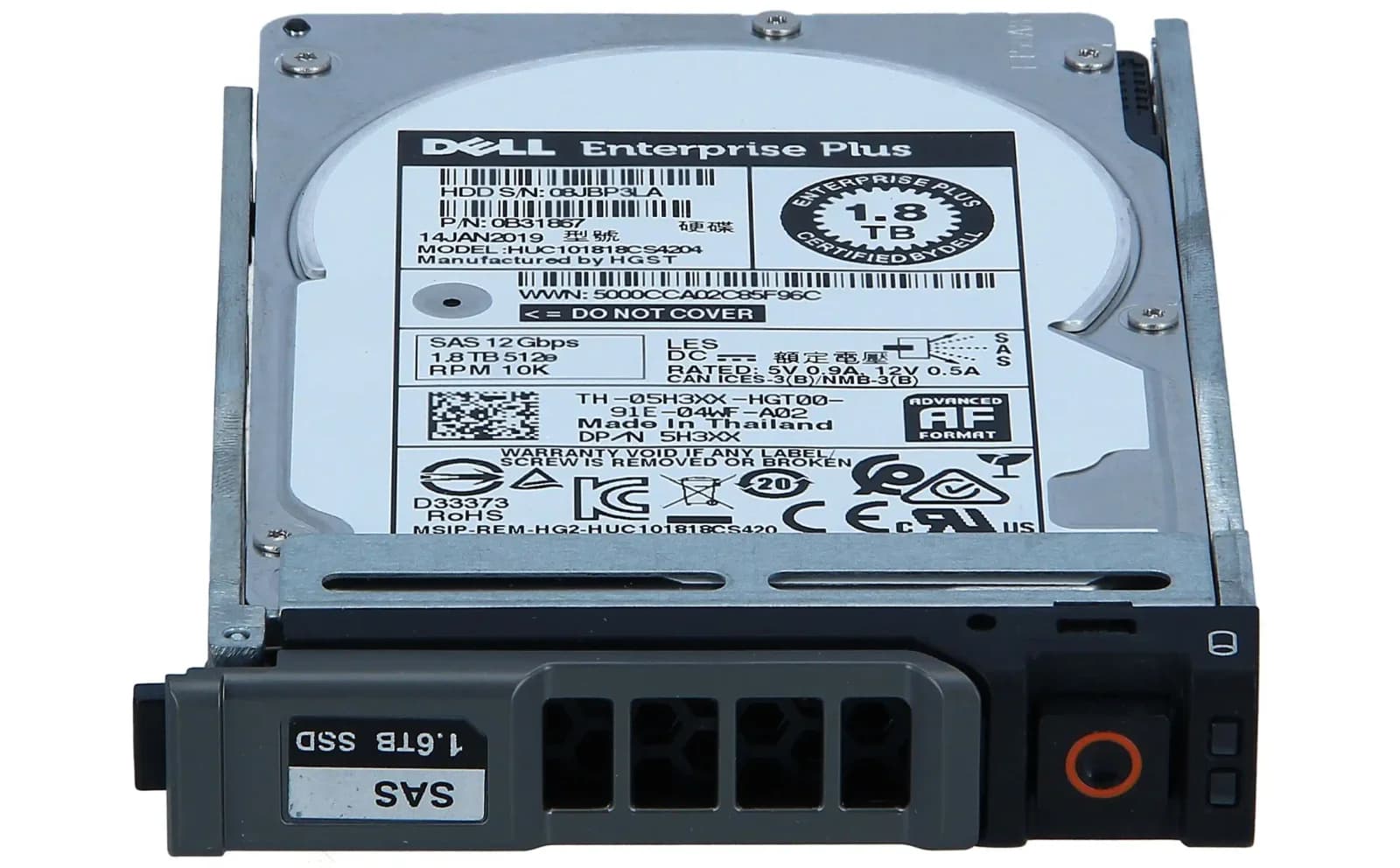 Dell COMPELLENT 1.8TB 10k 12G 2.5INCH SAS HDD, Жёсткий диск, Serial Attached SCSI (SAS) (5H3XX)