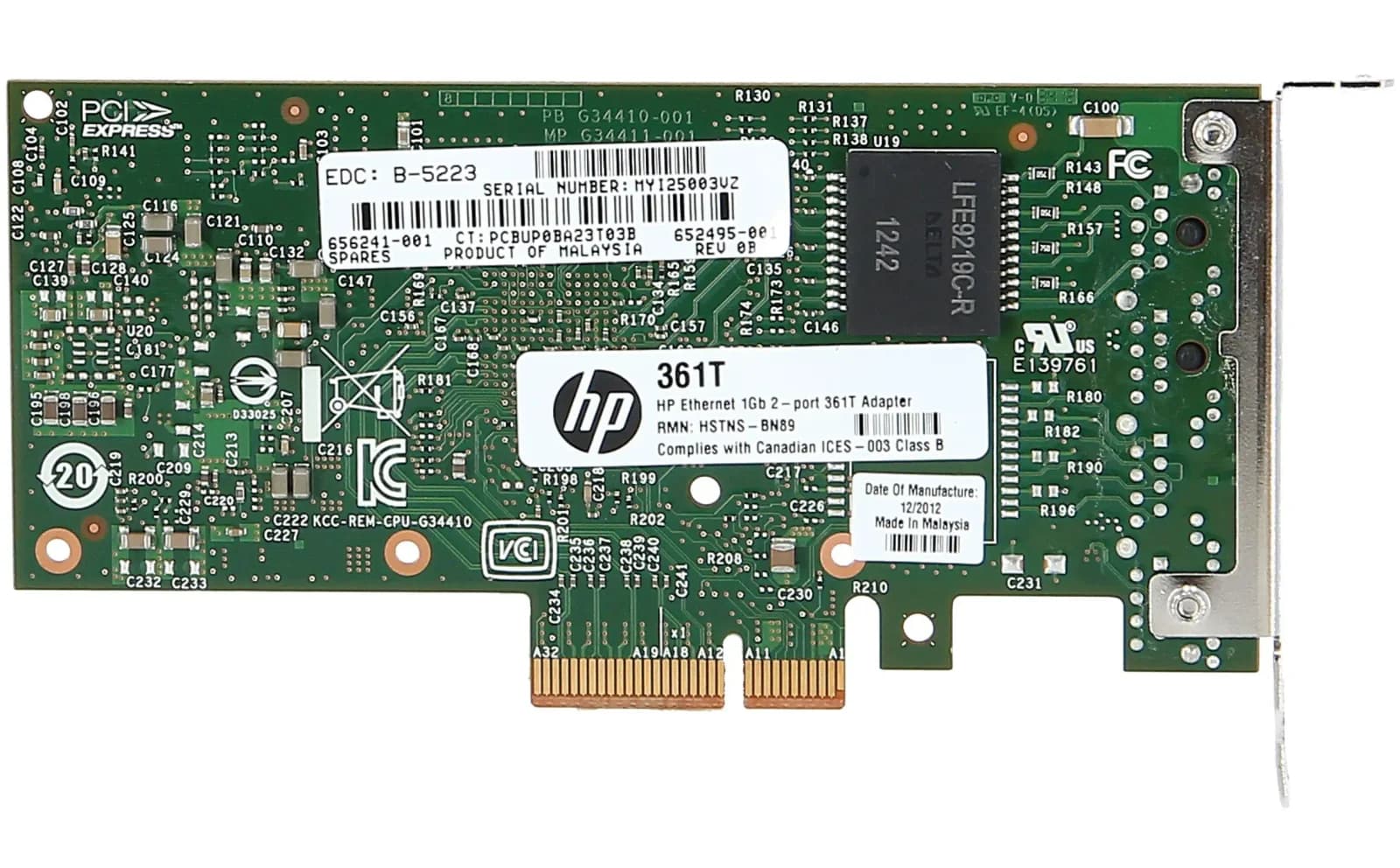 HP Ethernet 1Gb 2-Port 361T Адаптер (652497-B21)