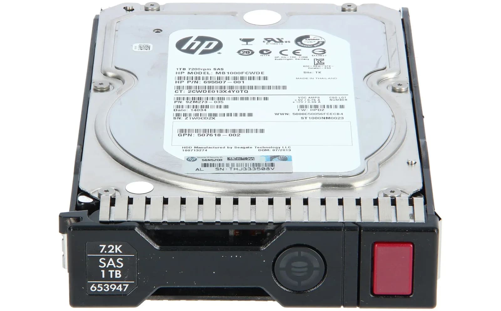 HPE HP 1TB 6G SAS 7.2K rpm LFF (3.5-inch) SC MiDLine 1yr Hard Drive (653947-001)