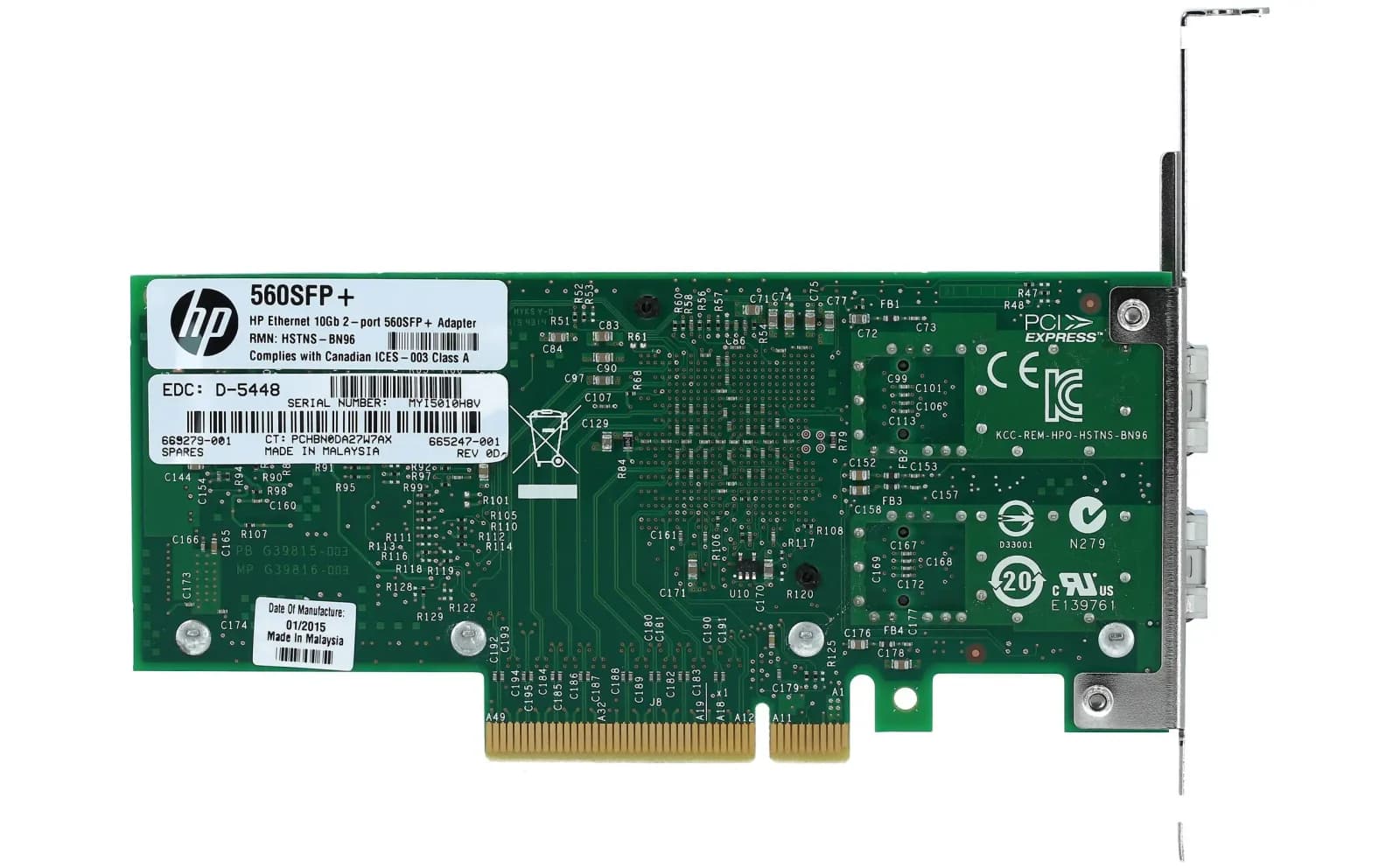 HP Ethernet 10Gb 2P 560SFP, şəbəkə aksesuarı, Ethernet (669279-001)
