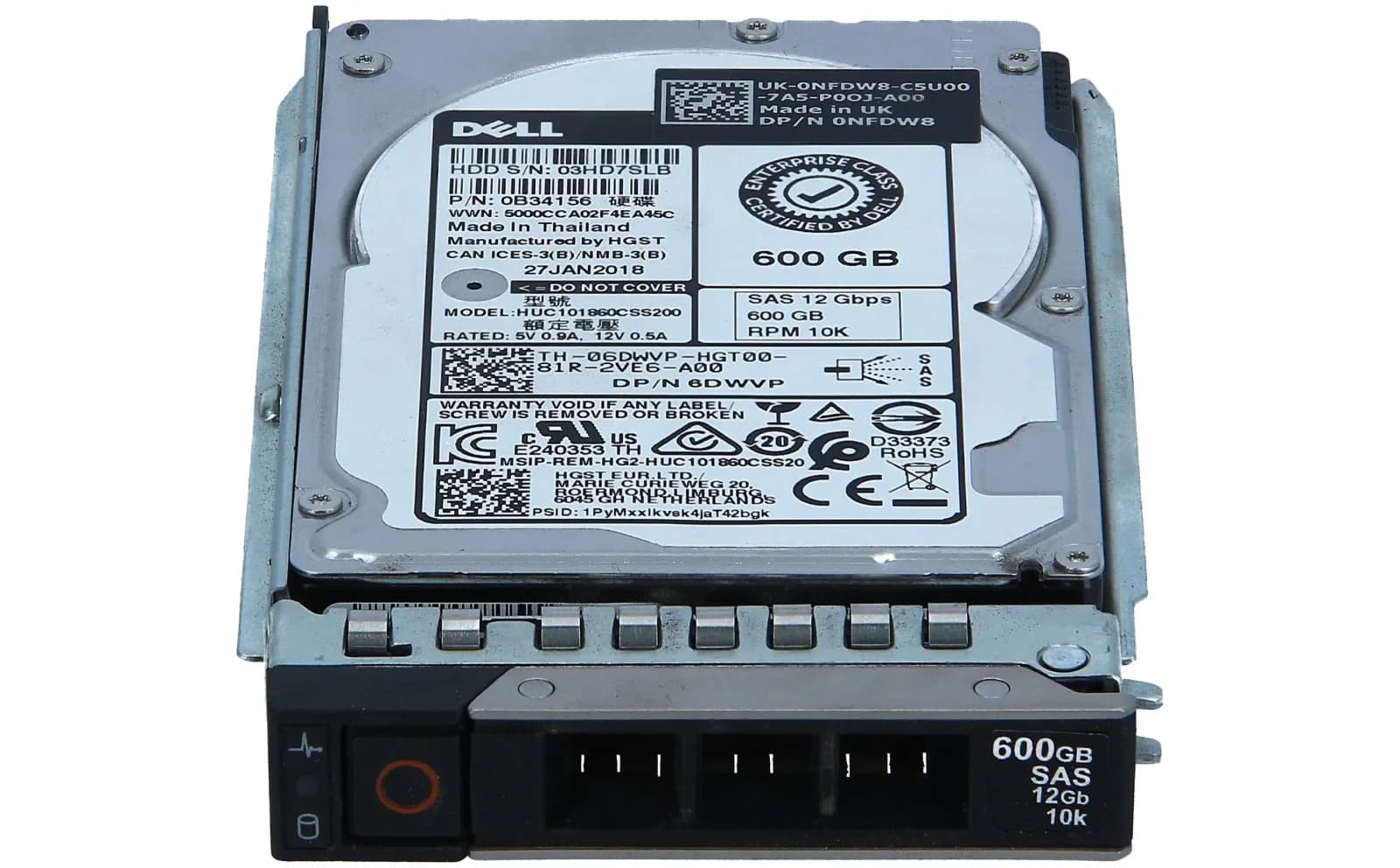 Dell 600G 102N IS12 2.5 H-CF EC, Serial Attached SCSI (SAS), 600 GB (6DWVP)