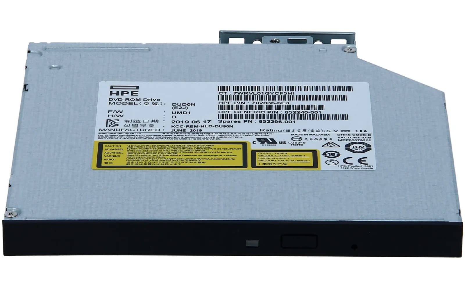 HP 9.5mm SATA DVD-ROM JackBlack Gen9 Optical Drive (726536-B21)