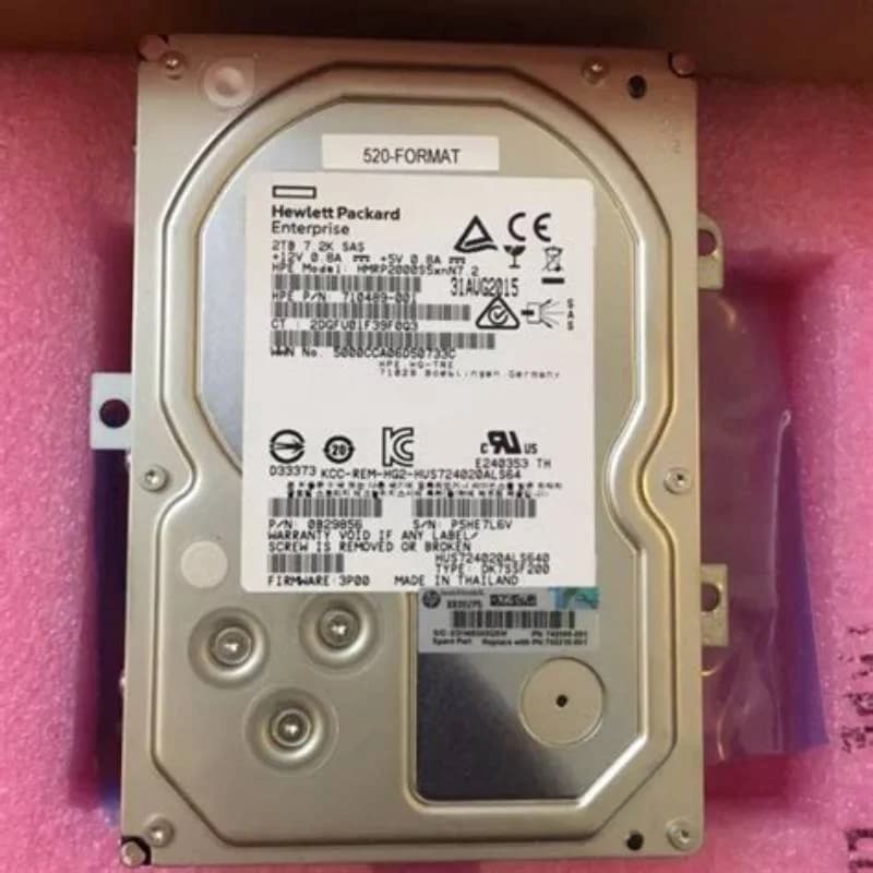HPE Spare SPS-DRIVE SAS 2TB 7.2K 520 FMT DC4 VCH (742210-001), Жёсткий диск, Serial Attached SCSI (SAS) (742210-001)