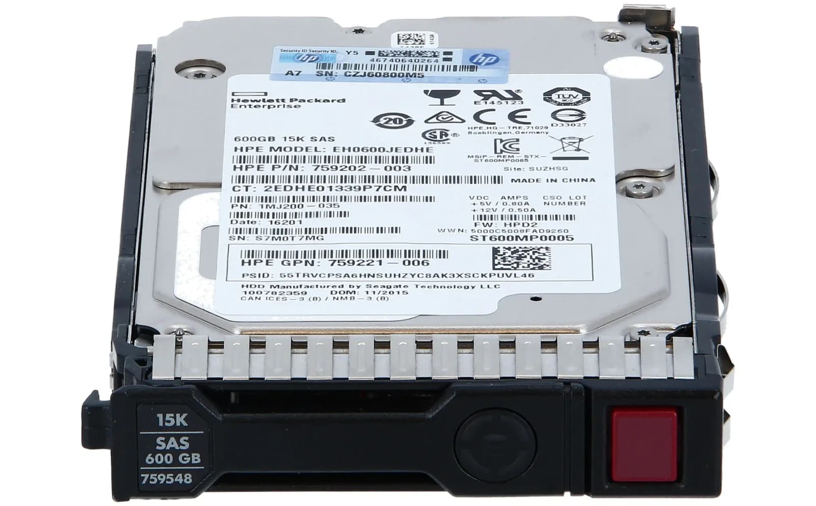 HPE Enterprise 2,5" SAS 600 GB, Жёсткий диск, 15.000 rpm (759548-001)