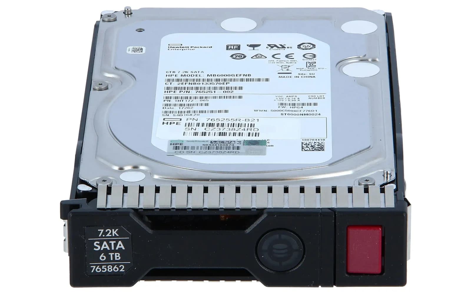 HP 6TB 6G SATA 7.2K rpm LFF (3.5-inch) SC Midline 512e 1yr Hard Drive (765255-B21)