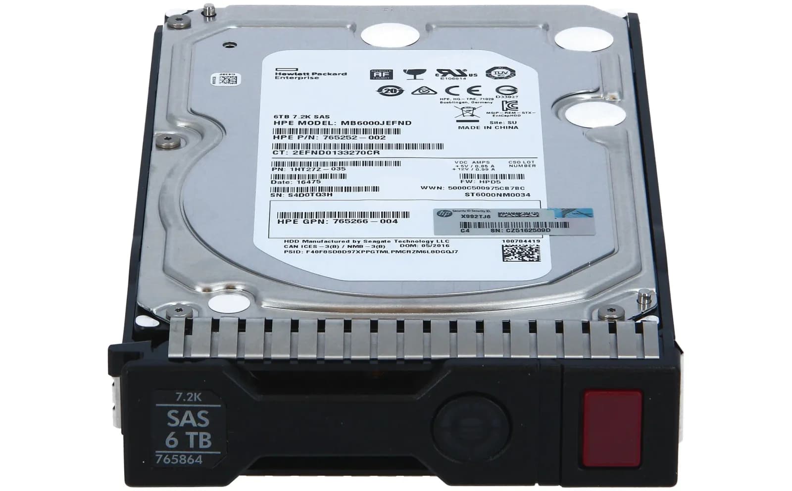 HP 6TB 12G SAS 7.2K rpm LFF (3.5-inch) SC Midline 512e 1yr Hard Drive (765259-B21)