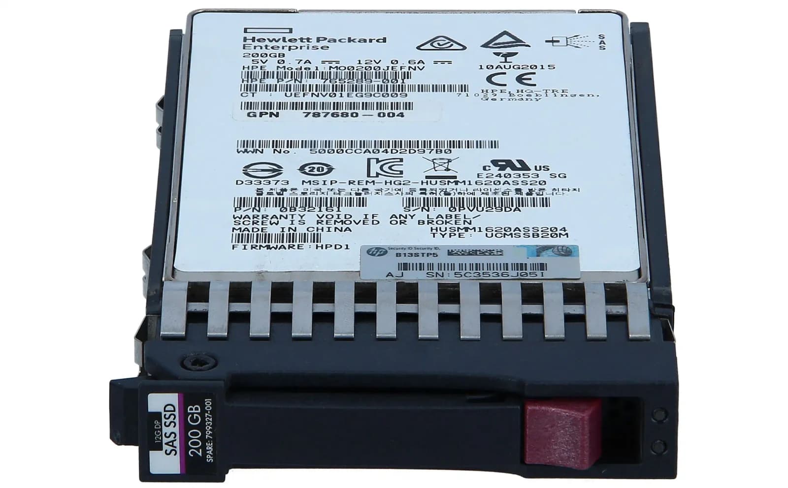 HPE HP Enterprise 200GB 12G 2.5INCH SAS ME SC SSD, Solid State Disk, Serial Attached SCSI (SAS) (765289-001)