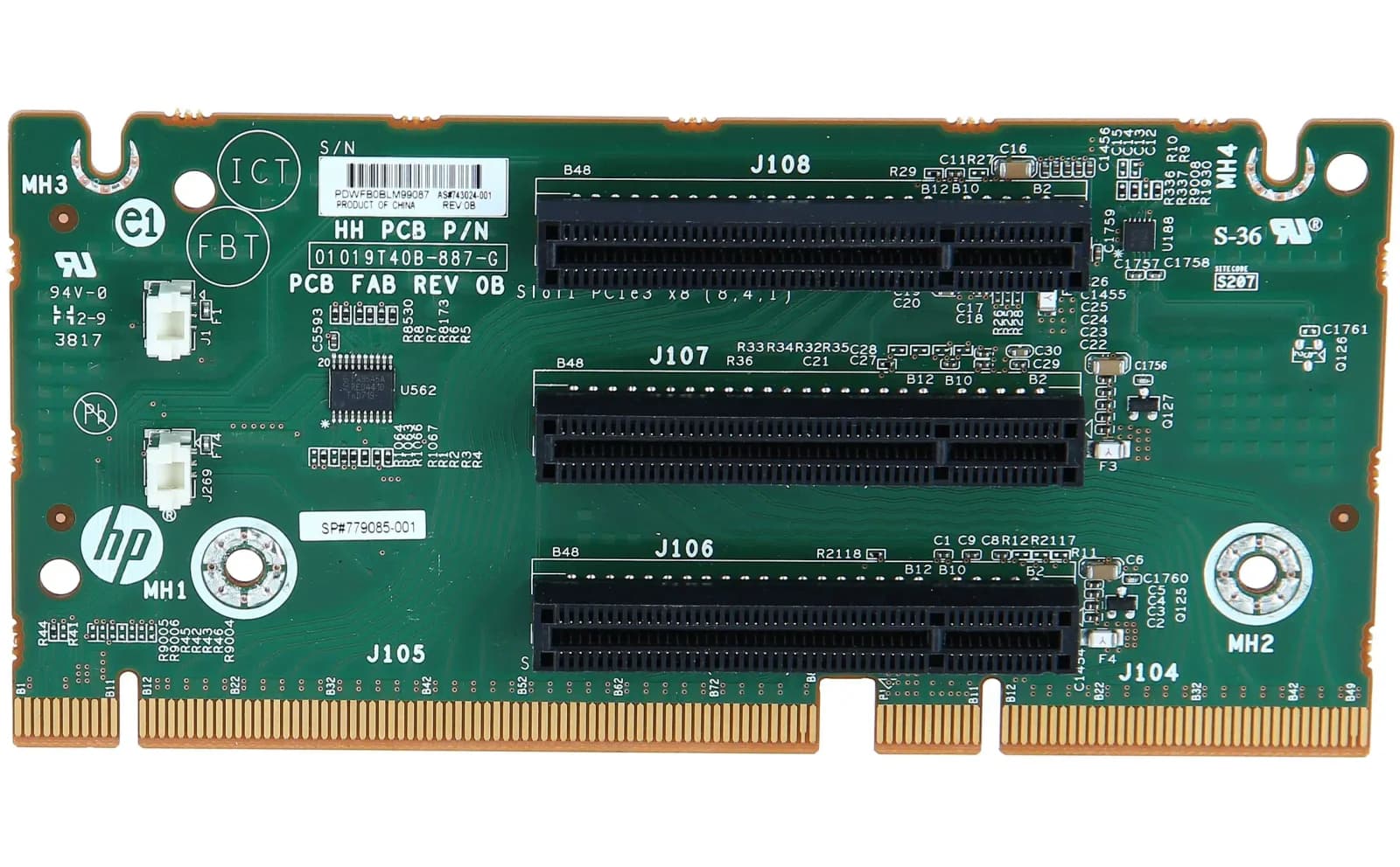 HPE DL180 GEN9 3 SLOT X8 PCI-E RISER, 3-slot PCI riser board, Has three PCIe3 x8 full-height, full-length slots (779085-001)