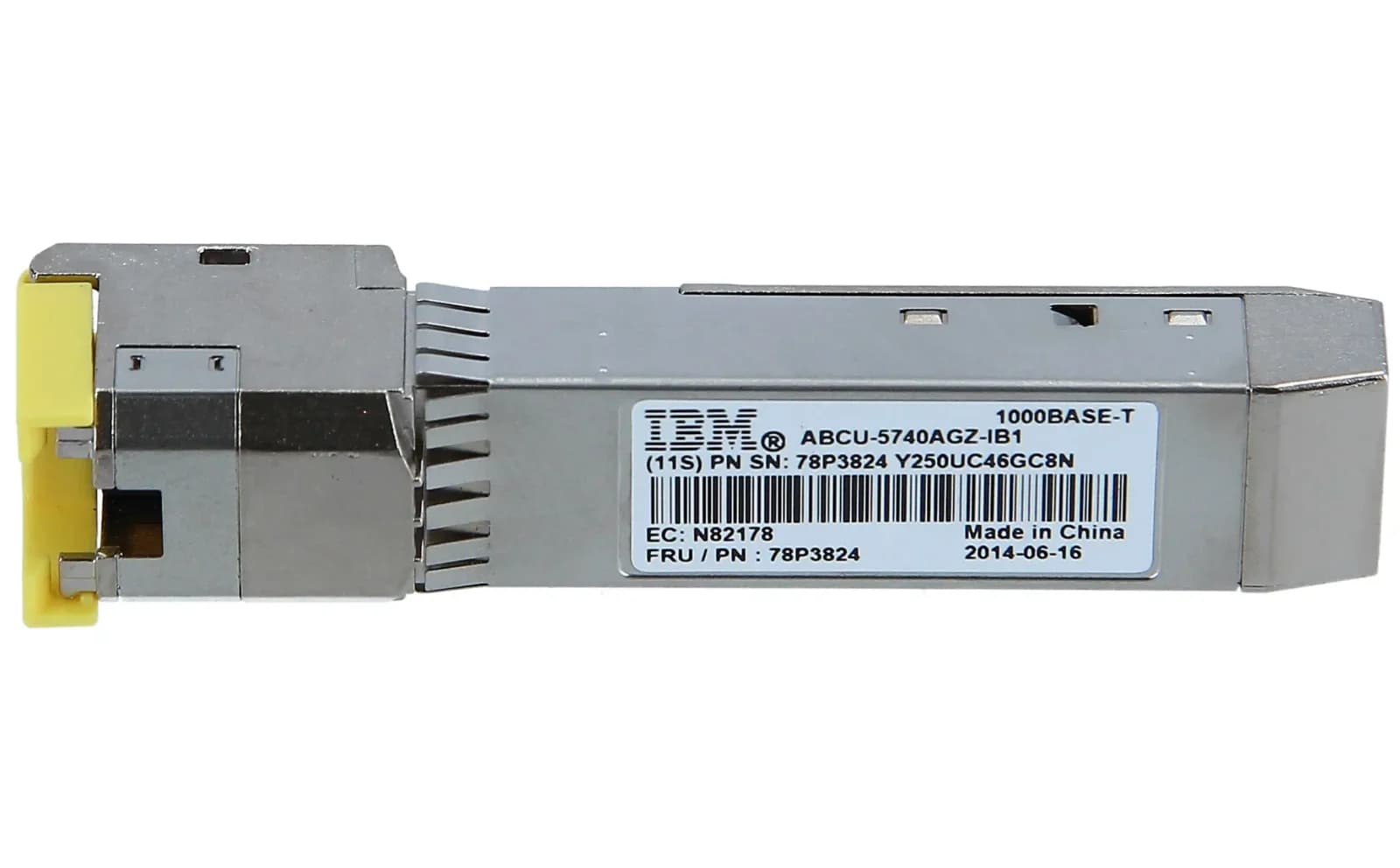 Lenovo SFP (mini-GBIC) transceiver module, GigE, 1000Base-T, RJ-45, FRU (78P3824)