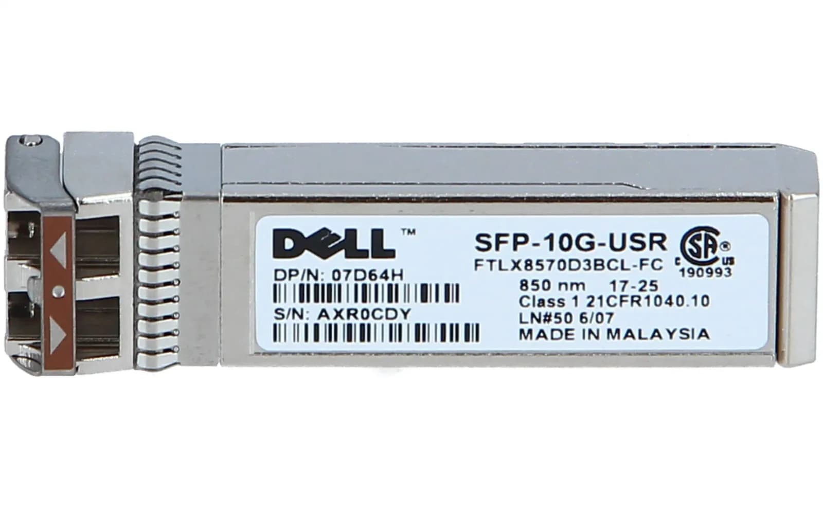 DELL SFP+ transceiver module, 10GbE, 10GBase-USR, 850nm (7D64H)