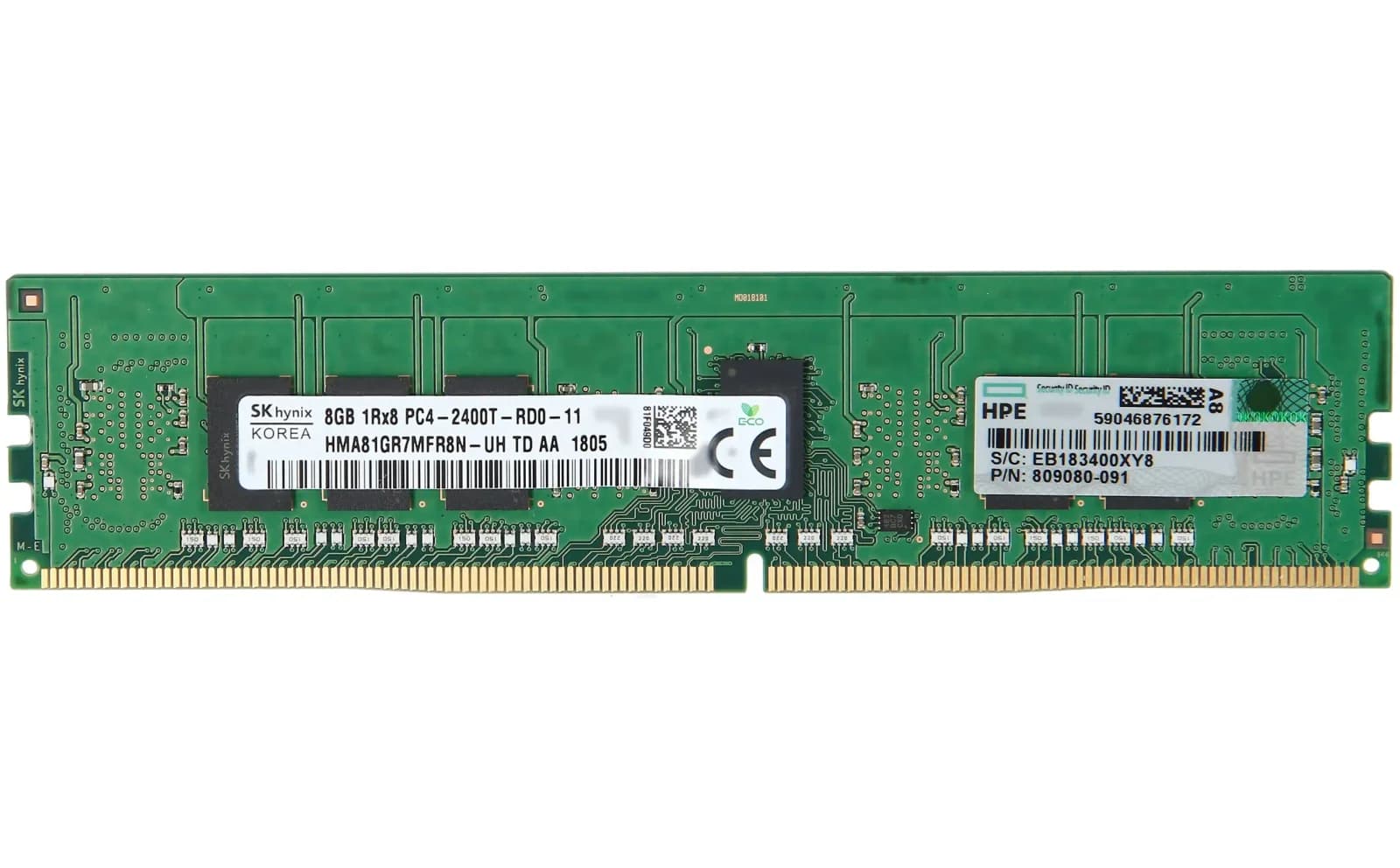 HPE Samsung, HP 8GB (1x8GB) Single Rank x8 DDR4-2400 CAS-17-17-17 Registered Memory Kit (805347-B21)