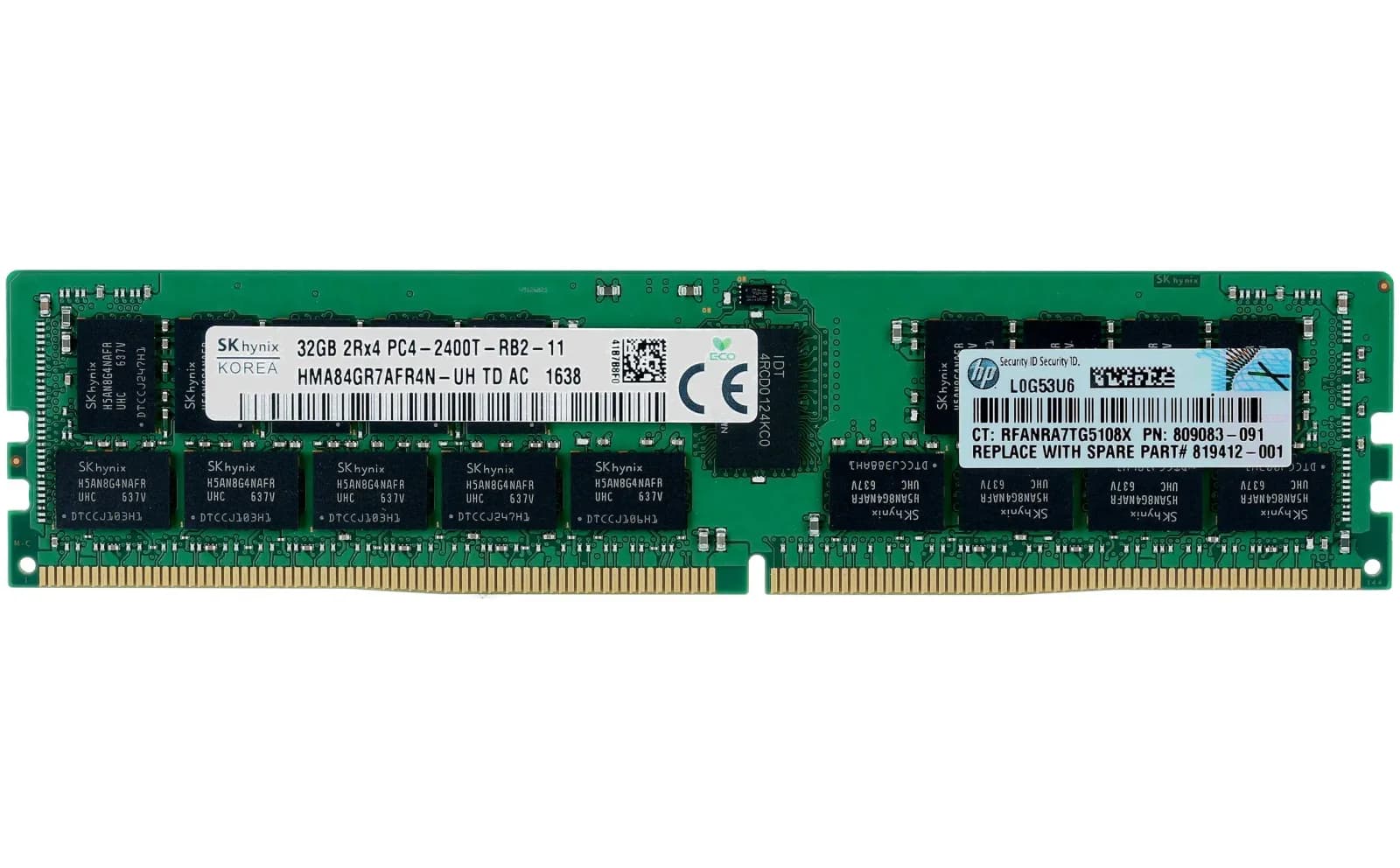 HPE HP Enterprise 32Gb Dual Rank x4 PC4-2400T-R Kit, 32 GB, DDR4 (809083-091)