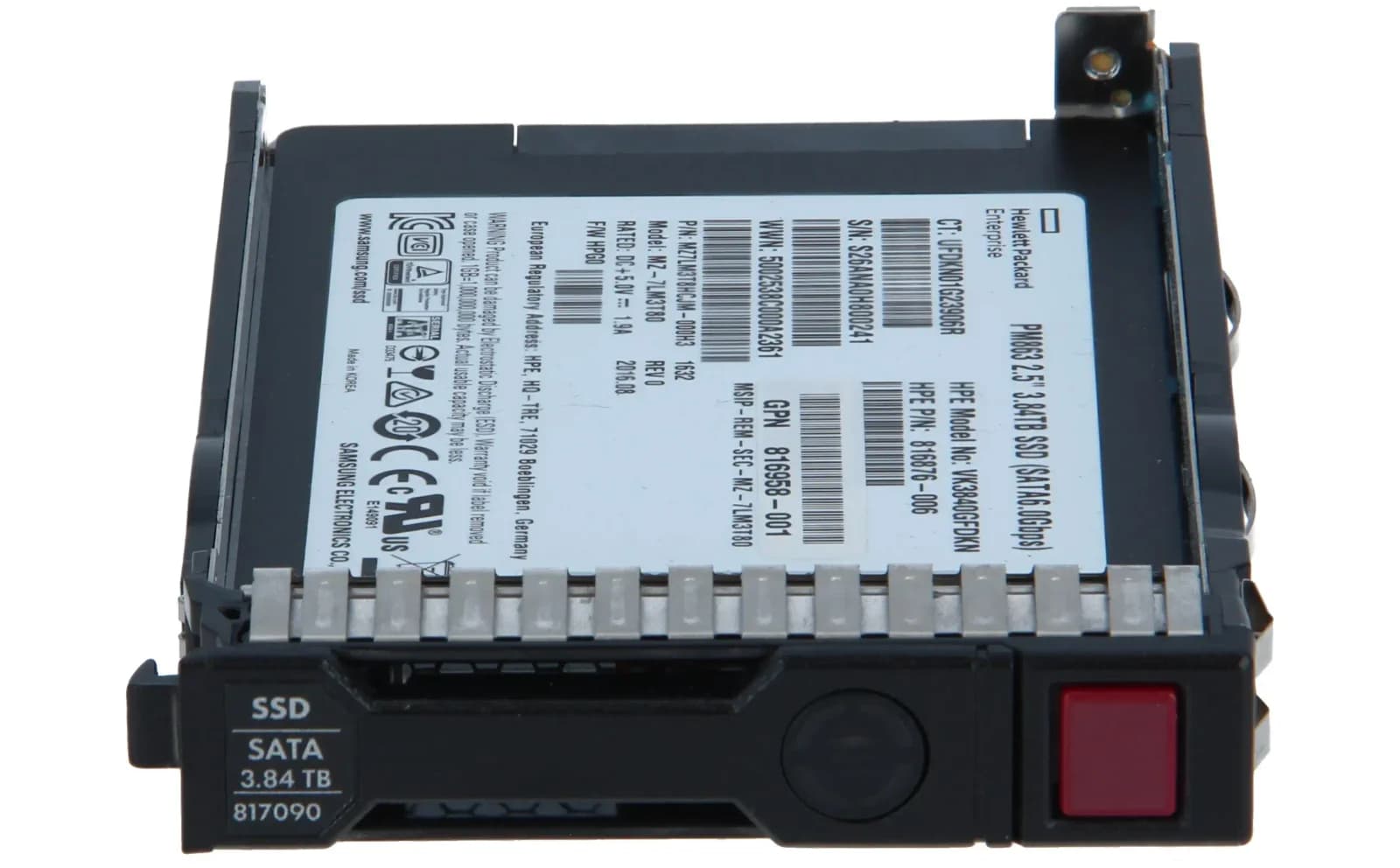 HP 3.84TB 6G SATA Read Intensive-3 SFF 2.5-in SC 3yr Wty Solid State Drive (816929-B21)